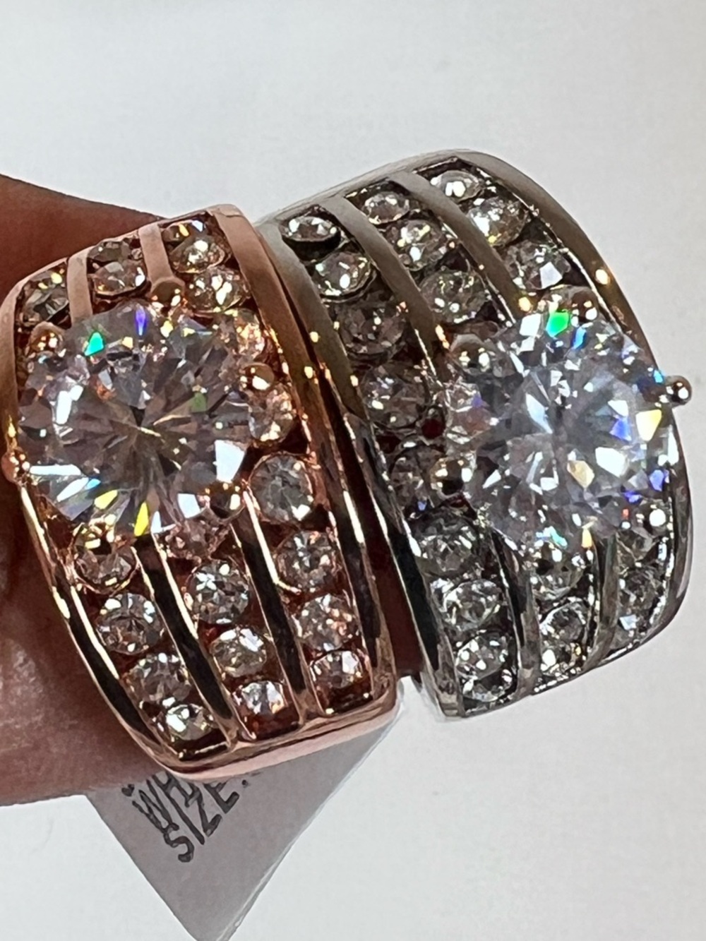 Size 8 BundlElegant Rose Gold and Silver Crystal Statement Rings - Women Jewelry